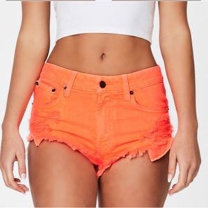 Carmar Neon Orange Creme Cut Off Distressed Shorts Size 26